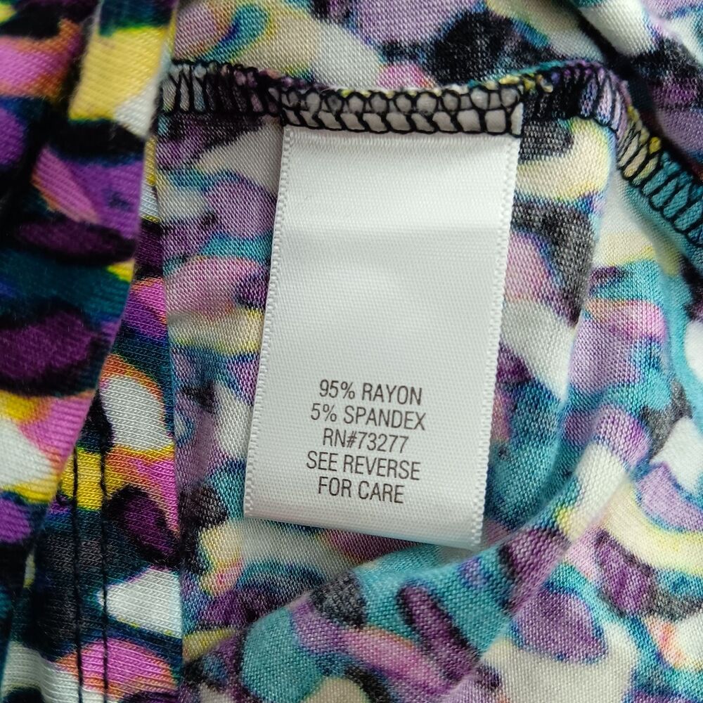 Dana Buchman Blouse Women Small Multicolor All Over Print Long Sleeve V Neck Top - Picture 6 of 6